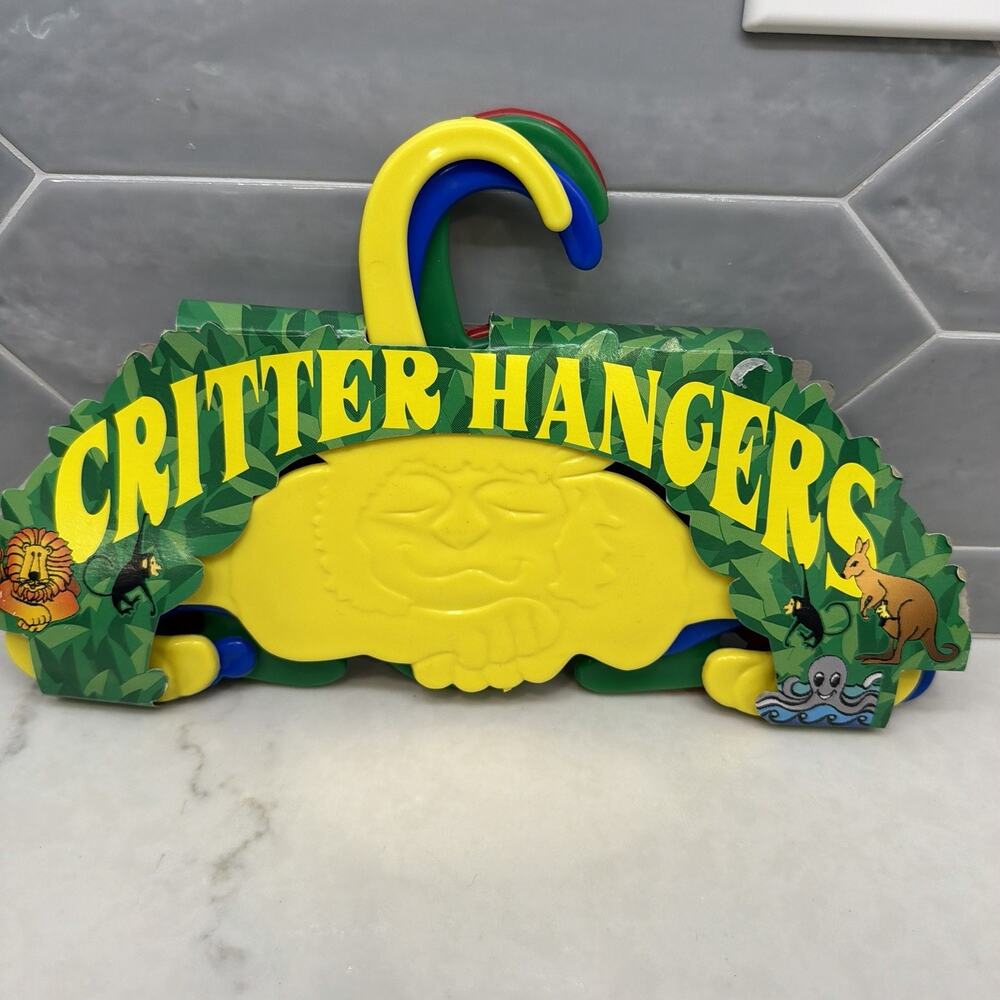 Vintage Childrens Critter Animal Hangers Set of 4 Lion Monkey Octopus Kangaroo